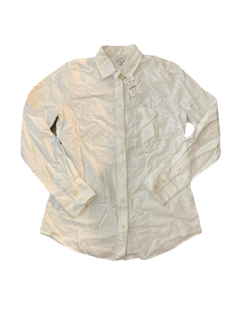 NWT J Crew Womens Shirt Size XS Button-Down White 100% Cotton Long Sleeve Solid